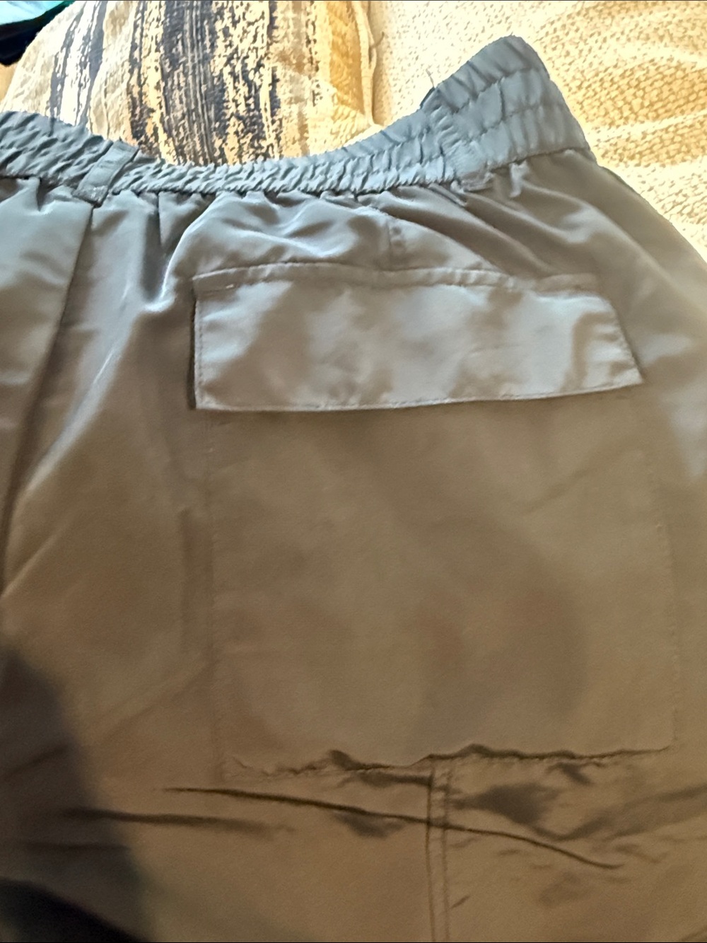 Black Elastic-Waist Capris with Side Satin Panels and Ankle Zips - Picture 8 of 10